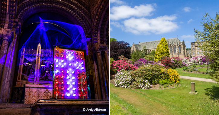 LIGHT art installation at Durham Cathedral and the grounds of Ushaw, historic house, chapels and gardens
